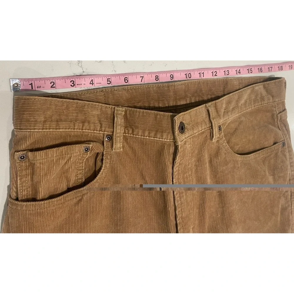 L.L.Bean Men's Corduroy Pants 35x32 Tan Brown Straight Leg Cotton Casual Classic